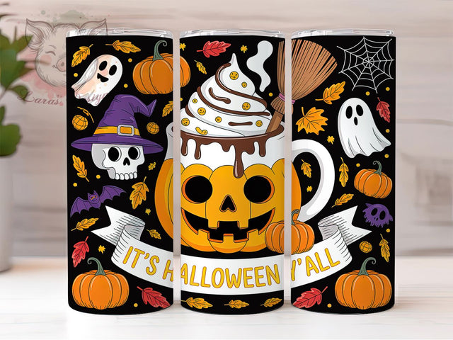 It’s Halloween Y’all Witch Tumbler, Spooky Witch Wrap, Pumpkin Ghost Cup, Skull Halloween Design, 20oz Tumbler Wrap, Halloween Sublimation, Witch Pumpkin Drinkware Sublimation Lara' s Designs 