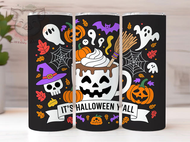 It’s Halloween Y’all Witch Tumbler, Spooky Witch Wrap, Pumpkin Ghost Cup, Skull Halloween Design, 20oz Tumbler Wrap, Halloween Sublimation, Witch Pumpkin Drinkware Sublimation Lara' s Designs 