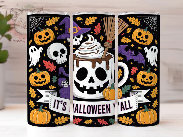 It’s Halloween Y’all Witch Tumbler, Spooky Witch Wrap, Pumpkin Ghost Cup, Skull Halloween Design, 20oz Tumbler Wrap, Halloween Sublimation, Witch Pumpkin Drinkware Sublimation Lara' s Designs 