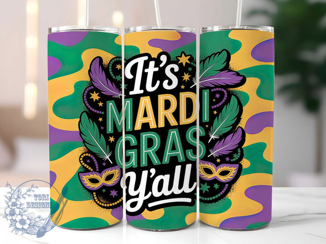 It’s Mardi Gras Y’all Tumbler, Seamless Carnival Wrap, Festive Party Cup, 20oz Sublimation Wrap, New Orleans Celebration Tumbler, Colorful Mardi Gras Design Cup, Mardi Gras Y’all Theme Wrap Sublimation ToriDesigns 