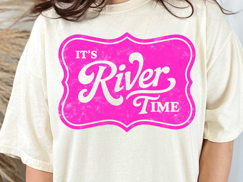It's river time png, distressed river png, river life png, pink river time png, trendy river time shirt SVG DesignDestine 