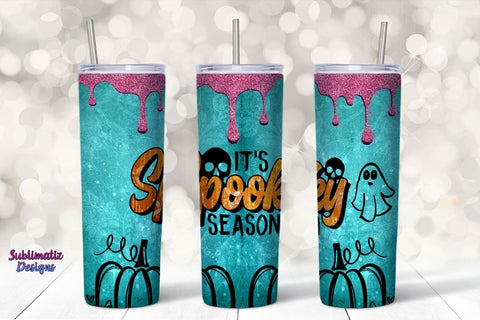It's Spooky Season Tumbler Wrap Blue | Halloween 20 oz Skinny Tumbler Wrap Sublimation Spooky Design Sublimation Sublimatiz Designs 