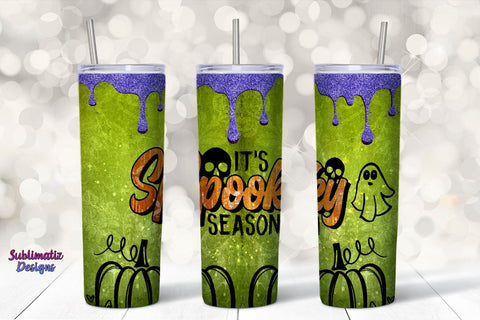It's Spooky Season Tumbler Wrap Green | Halloween 20 oz Skinny Tumbler Wrap Sublimation Spooky Design Sublimation Sublimatiz Designs 