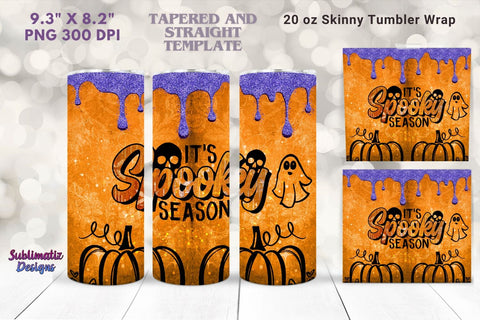 It's Spooky Season Tumbler Wrap Orange | Halloween 20 oz Skinny Tumbler Wrap Sublimation Spooky Design Sublimation Sublimatiz Designs 