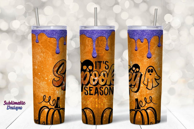It's Spooky Season Tumbler Wrap Orange | Halloween 20 oz Skinny Tumbler Wrap Sublimation Spooky Design Sublimation Sublimatiz Designs 