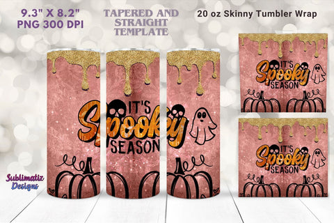 It's Spooky Season Tumbler Wrap Pink | Halloween 20 oz Skinny Tumbler Wrap Sublimation Spooky Design Sublimation Sublimatiz Designs 