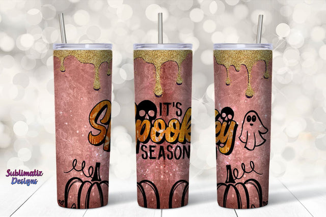 It's Spooky Season Tumbler Wrap Pink | Halloween 20 oz Skinny Tumbler Wrap Sublimation Spooky Design Sublimation Sublimatiz Designs 