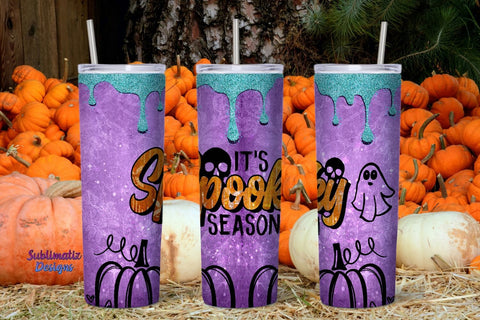 It's Spooky Season Tumbler Wrap Purple | Halloween 20 oz Skinny Tumbler Wrap Sublimation Spooky Design Sublimation Sublimatiz Designs 