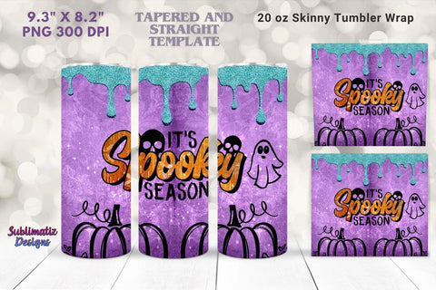 It's Spooky Season Tumbler Wrap Purple | Halloween 20 oz Skinny Tumbler Wrap Sublimation Spooky Design Sublimation Sublimatiz Designs 
