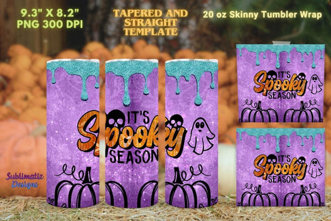 It's Spooky Season Tumbler Wrap Purple | Halloween 20 oz Skinny Tumbler Wrap Sublimation Spooky Design Sublimation Sublimatiz Designs 