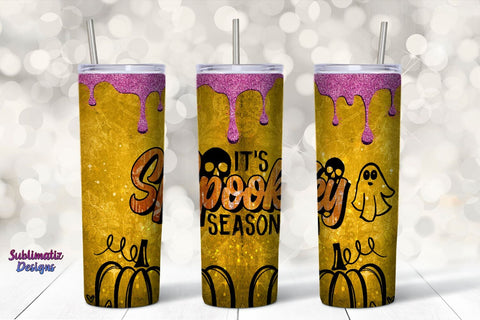 It's Spooky Season Tumbler Wrap Yellow | Halloween 20 oz Skinny Tumbler Wrap Sublimation Spooky Design Sublimation Sublimatiz Designs 