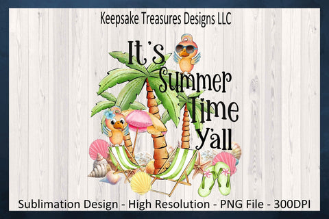 It's Summer Time Y'all, Beach Illustration, Sublimation Png T-Shirt Design, Png Printable Sublimation Keepsake Treasures Designs LLC. 