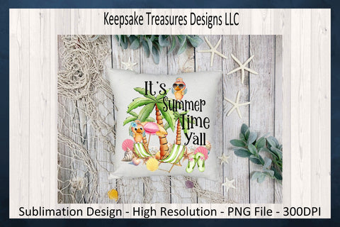 It's Summer Time Y'all, Beach Illustration, Sublimation Png T-Shirt Design, Png Printable Sublimation Keepsake Treasures Designs LLC. 