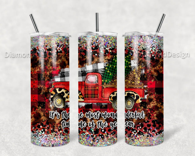 It's The Most Wonderful Time Of The Year 20 Oz Skinny Tumbler Sublimation Designs, Christmas Tumbler Wrap Png File, Sublimation Tumbler Design Download Sublimation DiamondDesign 