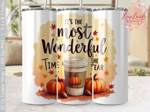 It's the most wonderful Time of the Year Fall Tumbler Wrap Sublimation png Sublimation Luvleigh Digitals 