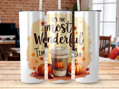 It's the most wonderful Time of the Year Fall Tumbler Wrap Sublimation png Sublimation Luvleigh Digitals 