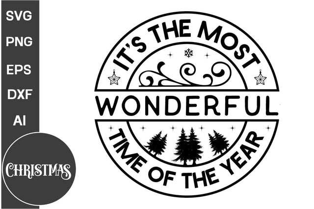 It's The Most Wonderful Time Of The Year, Round Ornament SVG Design, Christmas Round Ornament SVG Design, Christmas SVG Design, SVGs, Food & Drink, Print & Cut, Quotes and Sayings SVG DesignPlante 503 