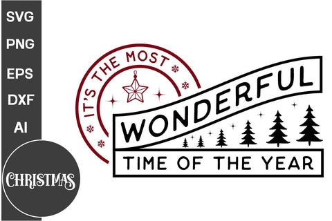 It's The Most Wonderful Time Of The Year Round Ornament SVG Design, Christmas Round Ornament SVG Design, Christmas SVG Design, SVGs, Food & Drink, Print & Cut, Quotes and Sayings SVG DesignPlante 503 
