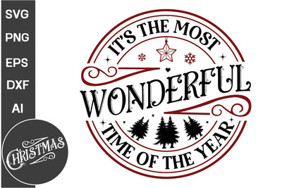 It's The Most Wonderful Time Of The Year Round Sign SVG Design, Farmhouse Christmas Round Sign SVG Design, Christmas SVG Design SVG DesignPlante 503 