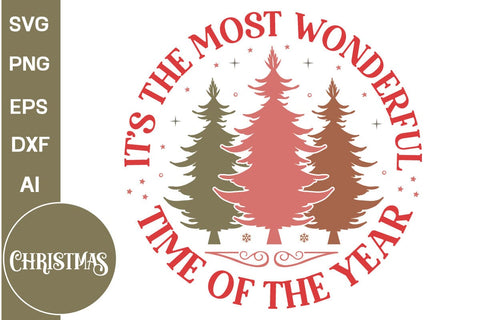 It's The Most Wonderful Time Of The Year Round Sign SVG Design, Farmhouse Christmas Round Sign SVG Design, Christmas SVG Design, SVGs, Food & Drink, Print & Cut, Quotes and Sayings SVG DesignPlante 503 