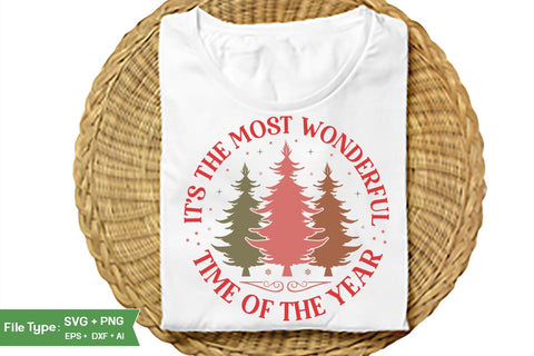 It's The Most Wonderful Time Of The Year Round Sign SVG Design, Farmhouse Christmas Round Sign SVG Design, Christmas SVG Design, SVGs, Food & Drink, Print & Cut, Quotes and Sayings SVG DesignPlante 503 