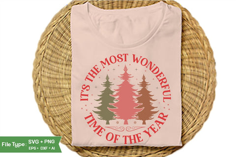 It's The Most Wonderful Time Of The Year Round Sign SVG Design, Farmhouse Christmas Round Sign SVG Design, Christmas SVG Design, SVGs, Food & Drink, Print & Cut, Quotes and Sayings SVG DesignPlante 503 