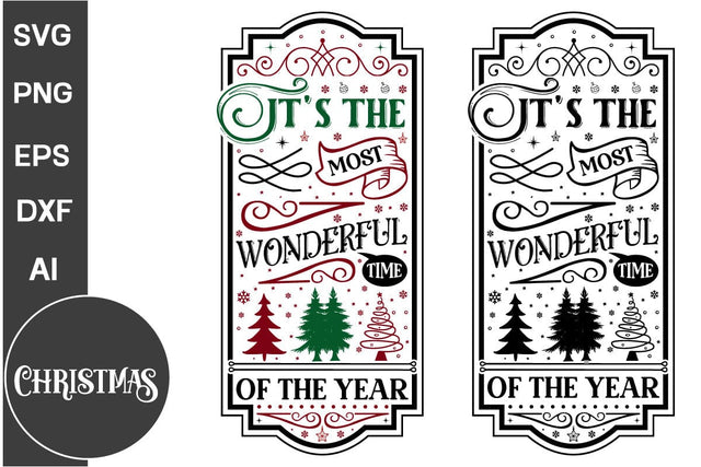 It's The Most Wonderful Time Of The Year Round Sign SVG Design, Farmhouse Christmas Round Sign SVG Design, Christmas SVG Design, SVGs, Food & Drink, Print & Cut, Quotes and Sayings SVG DesignPlante 503 