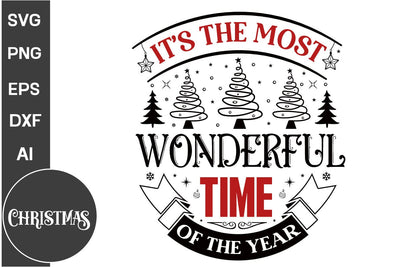 It's The Most Wonderful Time Of The Year Round Sign SVG Design, Farmhouse Christmas Round Sign SVG Design, Christmas SVG Design, SVGs, Food & Drink, Print & Cut, Quotes and Sayings SVG DesignPlante 503 