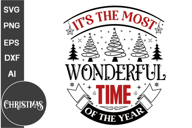 It's The Most Wonderful Time Of The Year Round Sign SVG Design, Farmhouse Christmas Round Sign SVG Design, Christmas SVG Design, SVGs, Food & Drink, Print & Cut, Quotes and Sayings SVG DesignPlante 503 