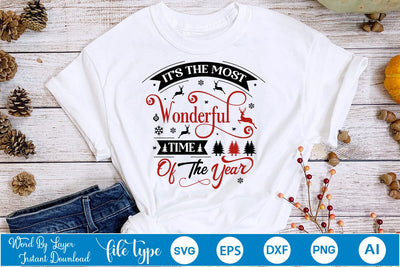 It's The Most Wonderful Time Of The Year SVG Design, Christmas SVG Design, SVGs,Quotes and Sayings,Food & Drink,On Sale, Print & Cut SVG DesignPlante 503 