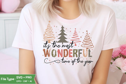 It's The Most Wonderful Time Of The Year SVG Design, Farmhouse Christmas SVG Design, Christmas SVG Design, SVGs, Food & Drink, Print & Cut, Quotes and Sayings SVG DesignPlante 503 