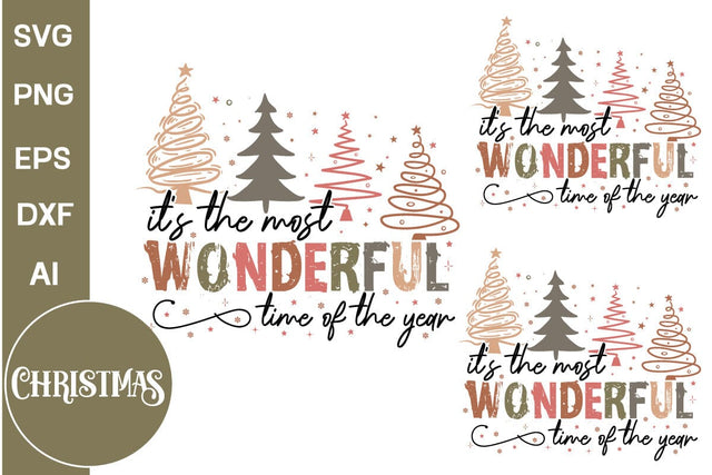 It's The Most Wonderful Time Of The Year SVG Design, Farmhouse Christmas SVG Design, Christmas SVG Design, SVGs, Food & Drink, Print & Cut, Quotes and Sayings SVG DesignPlante 503 