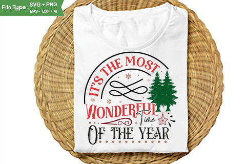 It's The Most Wonderful Time Of The Year SVG Design, Farmhouse Christmas SVG Design, Christmas SVG Design, SVGs, Food & Drink, Print & Cut, Quotes and Sayings SVG DesignPlante 503 