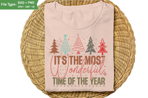 It's The Most Wonderful Time Of The Year SVG Design, Farmhouse Christmas SVG Design, Christmas SVG Design, SVGs, Food & Drink, Print & Cut, Quotes and Sayings SVG DesignPlante 503 