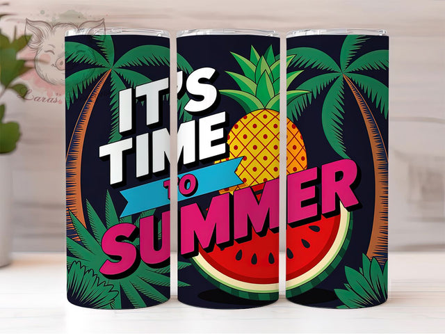It’s Time Summer 20oz Tumbler Wrap, Summer Vacation Sublimation, Tropical Holiday PNG, 20oz Tumbler Wrap, Coastal Lifestyle Design, Beach Summer Sublimation, Seaside Vacation Wrap Sublimation Lara' s Designs 