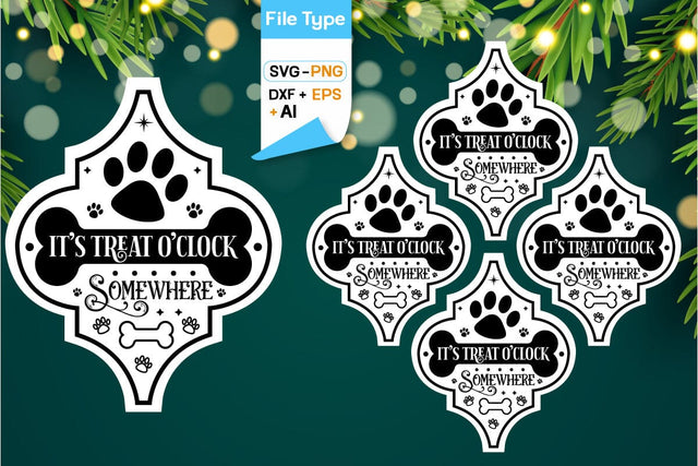 It's Treat O'clock Somewhere Arabesque SVG, Arabesque SVG Animal Christmas Ornament SVG Design, SVG Cut File, SVGs, Food & Drink, Print & Cut, Quotes and Sayings SVG DesignPlante 503 