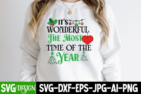 It's Wonderful the Most time Of The Year SVG Design, It's Wonderful the Most time Of The Year SVG Cut File, It's Wonderful the Most time Of The Year Sublimation Design SVG BlackCatsMedia 