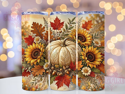 Ivory Pumpkin Harvest 20oz Tumbler, Ivory Pumpkin Motif, Harvest Art Design, Autumn Theme, Elegant Accent, Rustic Charm, Sublimation Wrap, 20oz Tumbler Sublimation SvggirlplusArt 