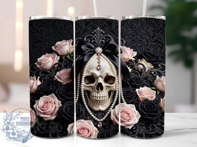 Ivory Skull Pearl Bow 20oz Tumbler, Ivory Skull, Skull Pearl Bow, Pearl Bow, Skull Tumbler, 20oz Tumbler, Ivory Tumbler, Tumbler Wrap Sublimation ToriDesigns 