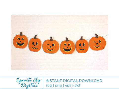 Jack-O-Lantern Bunting SVG paper garland halloween decorations SVG Kyanite Sky Digitals 