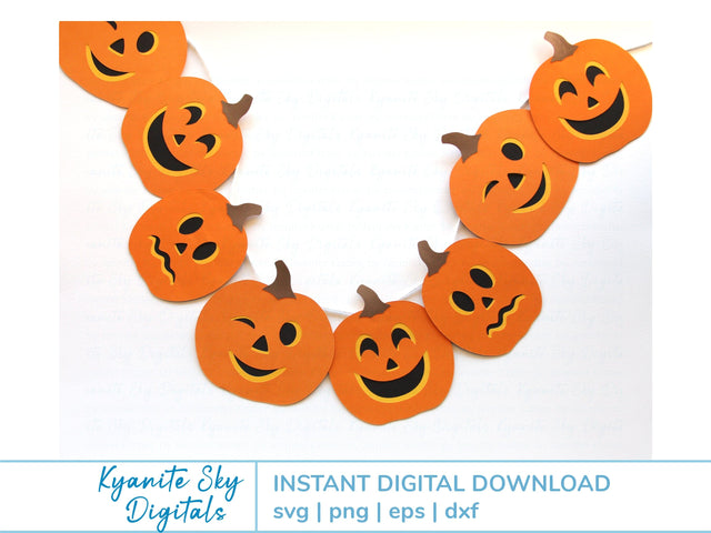 Jack-O-Lantern Bunting SVG paper garland halloween decorations SVG Kyanite Sky Digitals 