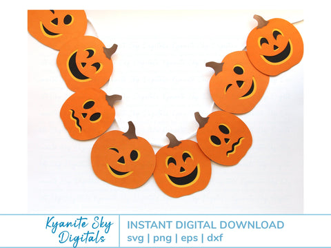 Jack-O-Lantern Bunting SVG paper garland halloween decorations SVG Kyanite Sky Digitals 