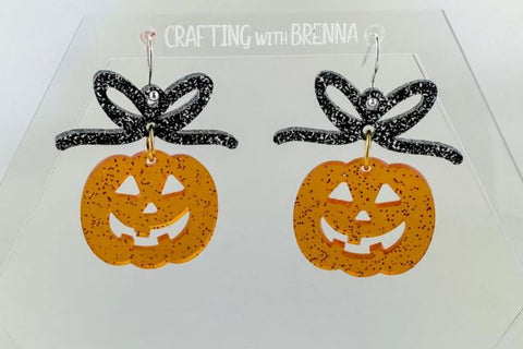 Jack-O-Lantern Earrings Bundle Laser SVG File SVG Crafting With Brenna 