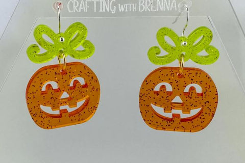 Jack-O-Lantern Earrings Bundle Laser SVG File SVG Crafting With Brenna 