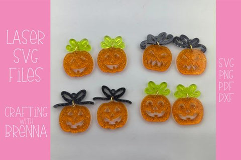 Jack-O-Lantern Earrings Bundle Laser SVG File SVG Crafting With Brenna 