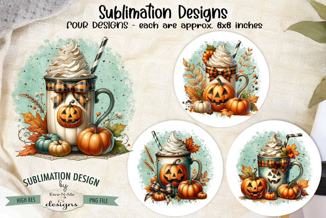 Jack O Lantern Face Mugs Sublimation Designs | Fall PNG Sublimation Ewe-N-Me Designs 