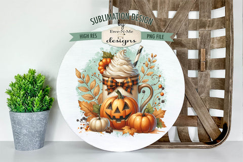 Jack O Lantern Face Mugs Sublimation Designs | Fall PNG Sublimation Ewe-N-Me Designs 