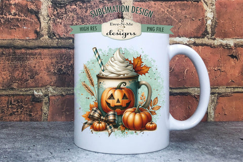 Jack O Lantern Face Mugs Sublimation Designs | Fall PNG Sublimation Ewe-N-Me Designs 