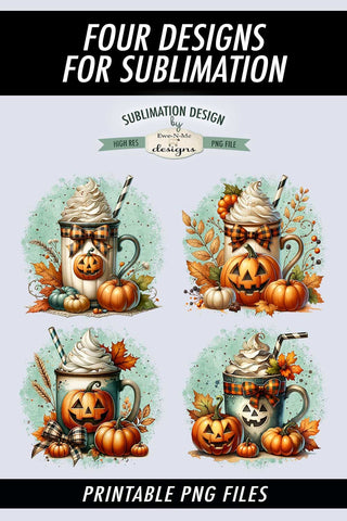Jack O Lantern Face Mugs Sublimation Designs | Fall PNG Sublimation Ewe-N-Me Designs 