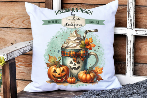 Jack O Lantern Face Mugs Sublimation Designs | Fall PNG Sublimation Ewe-N-Me Designs 